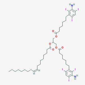 molecular formula C47H68I6N2O6 B041213 1,3-bis[7-(3-amino-2,4,6-triiodophenyl)heptanoyloxy]propan-2-yl (Z)-octadec-9-enoate CAS No. 161466-45-1