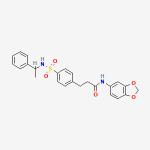 molecular formula C24H24N2O5S B4121333 N-1,3-benzodioxol-5-yl-3-(4-{[(1-phenylethyl)amino]sulfonyl}phenyl)propanamide 