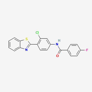 molecular formula C20H12ClFN2OS B4121396 N-[4-(1,3-benzothiazol-2-yl)-3-chlorophenyl]-4-fluorobenzamide 