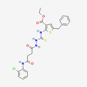 molecular formula C25H25ClN4O4S2 B4121503 ethyl 5-benzyl-2-{[(2-{4-[(2-chlorophenyl)amino]-4-oxobutanoyl}hydrazino)carbonothioyl]amino}-3-thiophenecarboxylate 