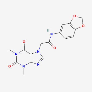 molecular formula C16H15N5O5 B4121764 N-(2H-1,3-BENZODIOXOL-5-YL)-2-(1,3-DIMETHYL-2,6-DIOXO-2,3,6,7-TETRAHYDRO-1H-PURIN-7-YL)ACETAMIDE 