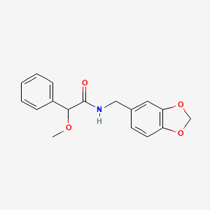 molecular formula C17H17NO4 B4121831 N-(1,3-benzodioxol-5-ylmethyl)-2-methoxy-2-phenylacetamide 