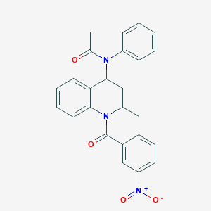 molecular formula C25H23N3O4 B412191 N-(1-{3-nitrobenzoyl}-2-methyl-1,2,3,4-tetrahydroquinolin-4-yl)-N-phenylacetamide 