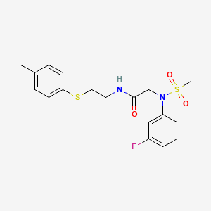 molecular formula C18H21FN2O3S2 B4122022 N~2~-(3-fluorophenyl)-N~1~-{2-[(4-methylphenyl)thio]ethyl}-N~2~-(methylsulfonyl)glycinamide 