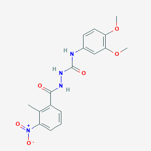 molecular formula C17H18N4O6 B4122189 N-(3,4-dimethoxyphenyl)-2-(2-methyl-3-nitrobenzoyl)hydrazinecarboxamide 