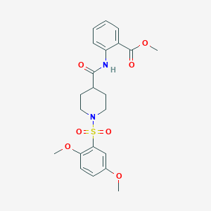 molecular formula C22H26N2O7S B4122213 methyl 2-[({1-[(2,5-dimethoxyphenyl)sulfonyl]-4-piperidinyl}carbonyl)amino]benzoate 