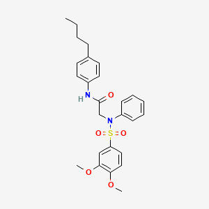 molecular formula C26H30N2O5S B4122255 N~1~-(4-butylphenyl)-N~2~-[(3,4-dimethoxyphenyl)sulfonyl]-N~2~-phenylglycinamide 
