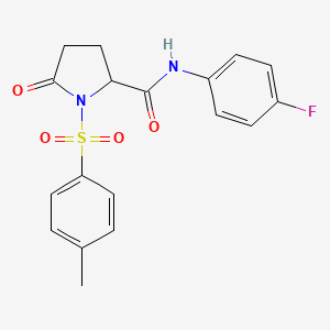 molecular formula C18H17FN2O4S B4122300 N-(4-fluorophenyl)-1-[(4-methylphenyl)sulfonyl]-5-oxoprolinamide 