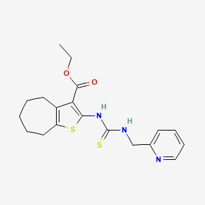 molecular formula C19H23N3O2S2 B4122305 ethyl 2-({[(2-pyridinylmethyl)amino]carbonothioyl}amino)-5,6,7,8-tetrahydro-4H-cyclohepta[b]thiophene-3-carboxylate 