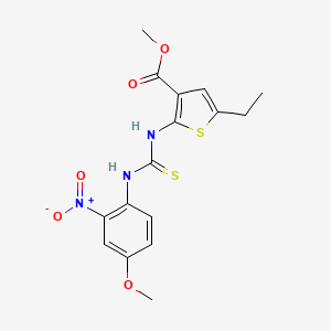 molecular formula C16H17N3O5S2 B4122312 methyl 5-ethyl-2-({[(4-methoxy-2-nitrophenyl)amino]carbonothioyl}amino)-3-thiophenecarboxylate 