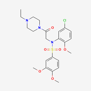 molecular formula C23H30ClN3O6S B4122326 N-(5-chloro-2-methoxyphenyl)-N-[2-(4-ethyl-1-piperazinyl)-2-oxoethyl]-3,4-dimethoxybenzenesulfonamide 