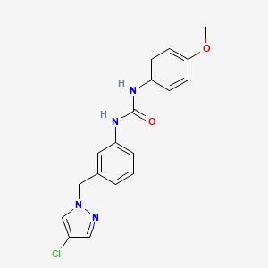 molecular formula C18H17ClN4O2 B4122458 N-{3-[(4-chloro-1H-pyrazol-1-yl)methyl]phenyl}-N'-(4-methoxyphenyl)urea 