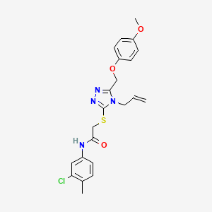 molecular formula C22H23ClN4O3S B4122586 N-(3-chloro-4-methylphenyl)-2-({5-[(4-methoxyphenoxy)methyl]-4-(prop-2-en-1-yl)-4H-1,2,4-triazol-3-yl}sulfanyl)acetamide 