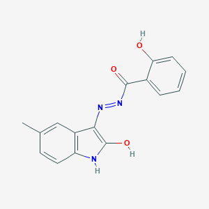 2-hydroxy-N'-(5-methyl-2-oxo-1,2-dihydro-3H-indol-3-ylidene)benzohydrazide