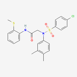 molecular formula C23H23ClN2O3S2 B4122689 N~2~-[(4-chlorophenyl)sulfonyl]-N~2~-(3,4-dimethylphenyl)-N~1~-[2-(methylthio)phenyl]glycinamide 