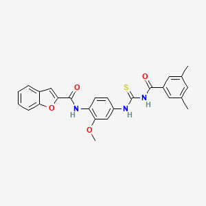 molecular formula C26H23N3O4S B4122715 N-[4-({[(3,5-dimethylbenzoyl)amino]carbonothioyl}amino)-2-methoxyphenyl]-1-benzofuran-2-carboxamide 