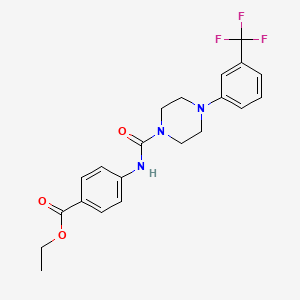 molecular formula C21H22F3N3O3 B4122719 ETHYL 4-[({4-[3-(TRIFLUOROMETHYL)PHENYL]PIPERAZINO}CARBONYL)AMINO]BENZOATE 
