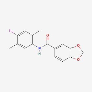 molecular formula C16H14INO3 B4122744 N-(4-iodo-2,5-dimethylphenyl)-1,3-benzodioxole-5-carboxamide 