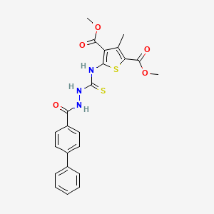 molecular formula C23H21N3O5S2 B4122767 dimethyl 5-({[2-(4-biphenylylcarbonyl)hydrazino]carbonothioyl}amino)-3-methyl-2,4-thiophenedicarboxylate 