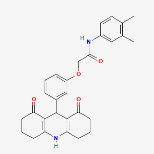 molecular formula C29H30N2O4 B4122838 N-(3,4-dimethylphenyl)-2-[3-(1,8-dioxo-1,2,3,4,5,6,7,8,9,10-decahydro-9-acridinyl)phenoxy]acetamide 