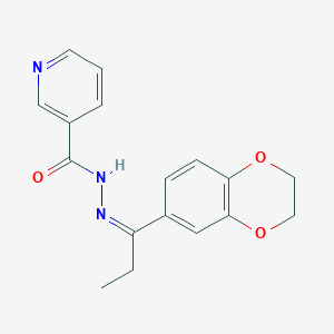 molecular formula C17H17N3O3 B412295 N-[(Z)-1-(2,3-dihydro-1,4-benzodioxin-6-yl)propylideneamino]pyridine-3-carboxamide 