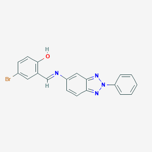 molecular formula C19H13BrN4O B412297 4-Bromo-2-(2-phenyl-2H-benzotriazol-5-yliminomethyl)phenol 