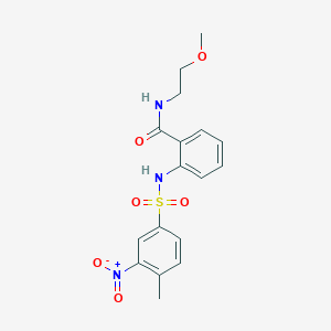 molecular formula C17H19N3O6S B4122989 N-(2-methoxyethyl)-2-{[(4-methyl-3-nitrophenyl)sulfonyl]amino}benzamide 