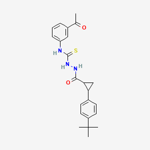 molecular formula C23H27N3O2S B4123010 N-(3-acetylphenyl)-2-{[2-(4-tert-butylphenyl)cyclopropyl]carbonyl}hydrazinecarbothioamide 