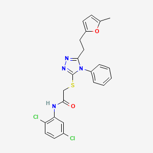 molecular formula C23H20Cl2N4O2S B4123015 N-(2,5-dichlorophenyl)-2-({5-[2-(5-methyl-2-furyl)ethyl]-4-phenyl-4H-1,2,4-triazol-3-yl}thio)acetamide 
