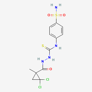 molecular formula C12H14Cl2N4O3S2 B4123099 N-[4-(aminosulfonyl)phenyl]-2-[(2,2-dichloro-1-methylcyclopropyl)carbonyl]hydrazinecarbothioamide 
