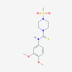 molecular formula C14H21N3O4S2 B4123114 N-(3,4-dimethoxyphenyl)-4-(methylsulfonyl)-1-piperazinecarbothioamide 