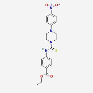 molecular formula C20H22N4O4S B4123121 ethyl 4-({[4-(4-nitrophenyl)-1-piperazinyl]carbonothioyl}amino)benzoate 