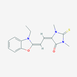 molecular formula C16H17N3O2S B412317 5-[2-(3-ethyl-1,3-benzoxazol-2(3H)-ylidene)ethylidene]-1,3-dimethyl-2-thioxo-4-imidazolidinone 