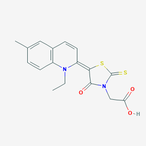 molecular formula C17H16N2O3S2 B412322 [5-(1-ethyl-6-methyl-2(1H)-quinolinylidene)-4-oxo-2-thioxo-1,3-thiazolidin-3-yl]acetic acid 