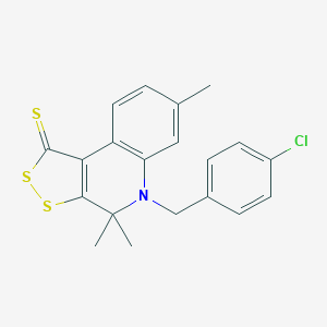 molecular formula C20H18ClNS3 B412326 5-(4-chlorobenzyl)-4,4,7-trimethyl-4,5-dihydro-1H-[1,2]dithiolo[3,4-c]quinoline-1-thione CAS No. 299418-62-5