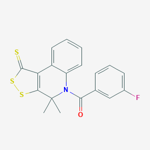 molecular formula C19H14FNOS3 B412327 5-(3-fluorobenzoyl)-4,4-dimethyl-4,5-dihydro-1H-[1,2]dithiolo[3,4-c]quinoline-1-thione CAS No. 296272-76-9