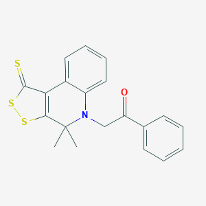 molecular formula C20H17NOS3 B412329 2-(4,4-dimethyl-1-thioxo-1,4-dihydro-5H-[1,2]dithiolo[3,4-c]quinolin-5-yl)-1-phenylethanone CAS No. 300801-76-7