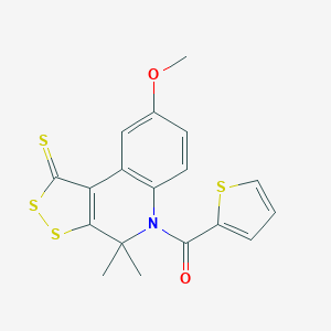 molecular formula C18H15NO2S4 B412331 8-methoxy-4,4-dimethyl-5-(2-thienylcarbonyl)-4,5-dihydro-1H-[1,2]dithiolo[3,4-c]quinoline-1-thione CAS No. 300802-04-4