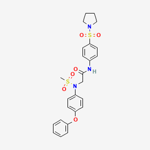molecular formula C25H27N3O6S2 B4123319 N~2~-(methylsulfonyl)-N~2~-(4-phenoxyphenyl)-N~1~-[4-(1-pyrrolidinylsulfonyl)phenyl]glycinamide 