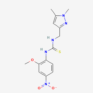 molecular formula C14H17N5O3S B4123365 N-[(1,5-dimethyl-1H-pyrazol-3-yl)methyl]-N'-(2-methoxy-4-nitrophenyl)thiourea 