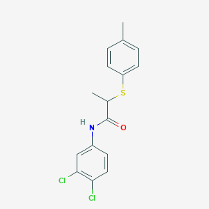 molecular formula C16H15Cl2NOS B4123446 N-(3,4-dichlorophenyl)-2-[(4-methylphenyl)thio]propanamide 