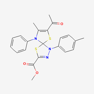 molecular formula C22H21N3O3S2 B4123528 methyl 7-acetyl-8-methyl-1-(4-methylphenyl)-9-phenyl-4,6-dithia-1,2,9-triazaspiro[4.4]nona-2,7-diene-3-carboxylate 