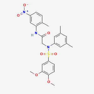 molecular formula C25H27N3O7S B4123592 N~2~-[(3,4-dimethoxyphenyl)sulfonyl]-N~2~-(3,5-dimethylphenyl)-N~1~-(2-methyl-5-nitrophenyl)glycinamide 