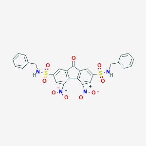 molecular formula C27H20N4O9S2 B412364 4,5-Dinitro-9-oxo-9H-fluorene-2,7-disulfonic acid bis-benzylamide 