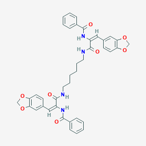 molecular formula C40H38N4O8 B412370 N-(2-(1,3-benzodioxol-5-yl)-1-{[(6-{[3-(1,3-benzodioxol-5-yl)-2-(benzoylamino)acryloyl]amino}hexyl)amino]carbonyl}vinyl)benzamide 