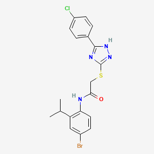 molecular formula C19H18BrClN4OS B4123703 N-[4-bromo-2-(propan-2-yl)phenyl]-2-{[5-(4-chlorophenyl)-4H-1,2,4-triazol-3-yl]sulfanyl}acetamide 