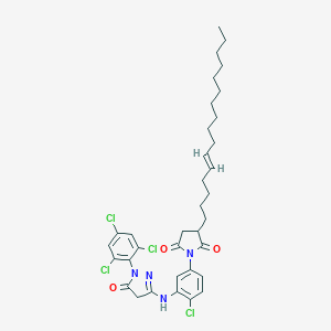 molecular formula C35H42Cl4N4O3 B412373 1-[4-chloro-3-[[5-oxo-1-(2,4,6-trichlorophenyl)-4H-pyrazol-3-yl]amino]phenyl]-3-[(E)-hexadec-5-enyl]pyrrolidine-2,5-dione 