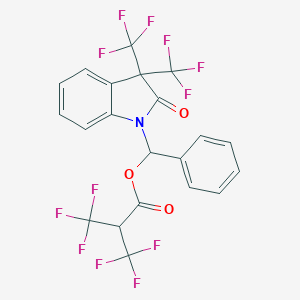 molecular formula C21H11F12NO3 B412374 [2-oxo-3,3-bis(trifluoromethyl)-2,3-dihydro-1H-indol-1-yl](phenyl)methyl 3,3,3-trifluoro-2-(trifluoromethyl)propanoate 