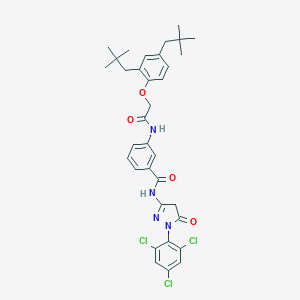 molecular formula C34H37Cl3N4O4 B412377 3-{[(2,4-dineopentylphenoxy)acetyl]amino}-N-[5-oxo-1-(2,4,6-trichlorophenyl)-4,5-dihydro-1H-pyrazol-3-yl]benzamide 