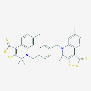molecular formula C34H32N2S6 B412382 4,4,7-trimethyl-5-{4-[(4,4,7-trimethyl-1-thioxo-1,4-dihydro-5H-[1,2]dithiolo[3,4-c]quinolin-5-yl)methyl]benzyl}-4,5-dihydro-1H-[1,2]dithiolo[3,4-c]quinoline-1-thione 